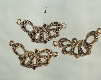 Rhinestone Gold Connector Settings: Vintage Victorian Brass Swag, 1-2pc