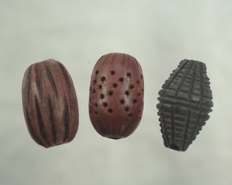 Vintage Hand Carved Ebony Wood Beads: Indian Jewelry Supply, Wood Craft Beads, 12-28pcs
