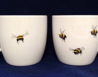 Pair of Bee mug 12fl oz dishwasher safe microwave safe,  Multi buy