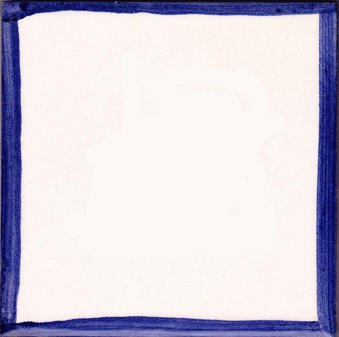 Hand-painted Delft Style Tile: Blue Border Splashback (100x100mm or ...