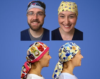 Scrub Cap Patterns - a set of 4 printable - with/without a pouch for long hair, with/without bias tape,  PIC #8 - DOWNLOAD INSTRUCTIONS