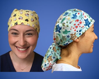 Scrub Hat Muster-Set zum Download - PDF druckbar, um Scrub Hat zu skalieren, Scrub Hat für lange Haare, Scrub Hat für kurze Haare