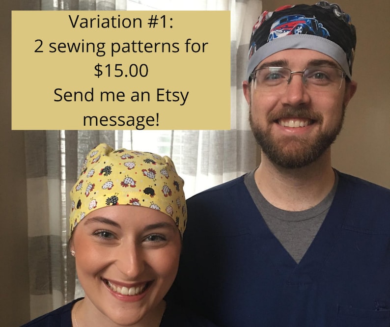 Scrub Cap Printable Pattern without Bias Tape and without Hair Pouch use for short or long hair PDF Print to Scale at Home image 8