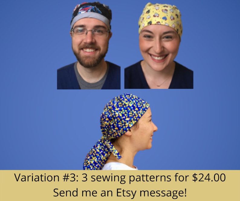 Scrub Cap Printable Pattern without Bias Tape and without Hair Pouch use for short or long hair PDF Print to Scale at Home image 10