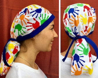 Chirurgisches Hut-Muster zum Nähen - Langes Haar druckbares Muster mit Haarbeutel und Schrägband - PDF-Drucke zum Skalieren auf dem Heimdrucker