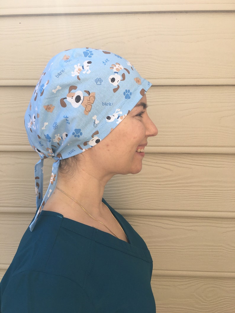 Scrub Cap printbaar patroon zonder biaisband en zonder haarzakje gebruik voor kort of lang haar PDF Print op schaal thuis afbeelding 6