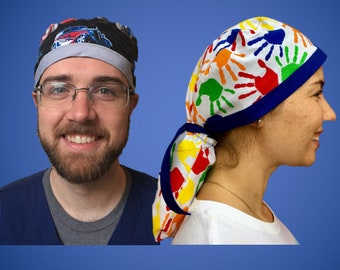 Scrub Cap Muster-Set zum Download - Printable to Scale Schnittmuster, lange Haare Scrub Cap, kurze Haare Scrub Cap mit Schrägband