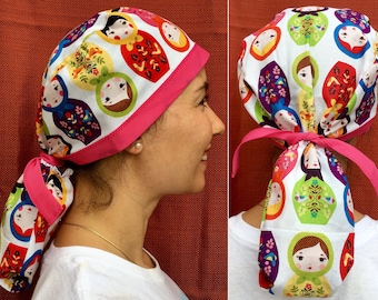 Chirurgenmütze mit Pferdeschwanzbeutel für Lange Haare für Ärzte, Krankenschwestern, Zahnärzte, Zahnärzte, Zahnhygieniker, Tierarzt