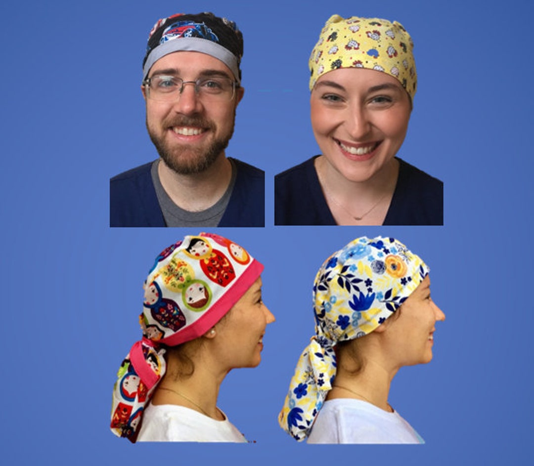 Scrub Cap Patterns a Set of 4 Printable With/without a Pouch for Long