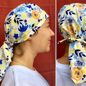 Surgical Hat with Ponytail Pouch for Long Hair for Doctors, Nurses, Dentists, Dental Hygienists, Vets