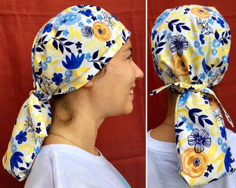 Surgical Hat with Ponytail Pouch for Long Hair for Doctors, Nurses, Dentists, Dental Hygienists, Vets