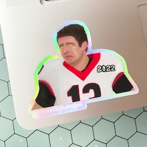 Stetson Bennett - Cries Championships - Holographic- Vinyl Sticker - Laptop Sticker - Decal - Water Bottle Sticker - Die-cut Sticker - UGA