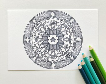 Mandala Coloring Book Postcard, ONE postcard