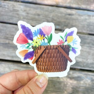 Basket of Flowers - Vinyl Sticker - Laptop Sticker - Decal - Water Bottle Sticker - Die-cut Sticker - Floral - Spring