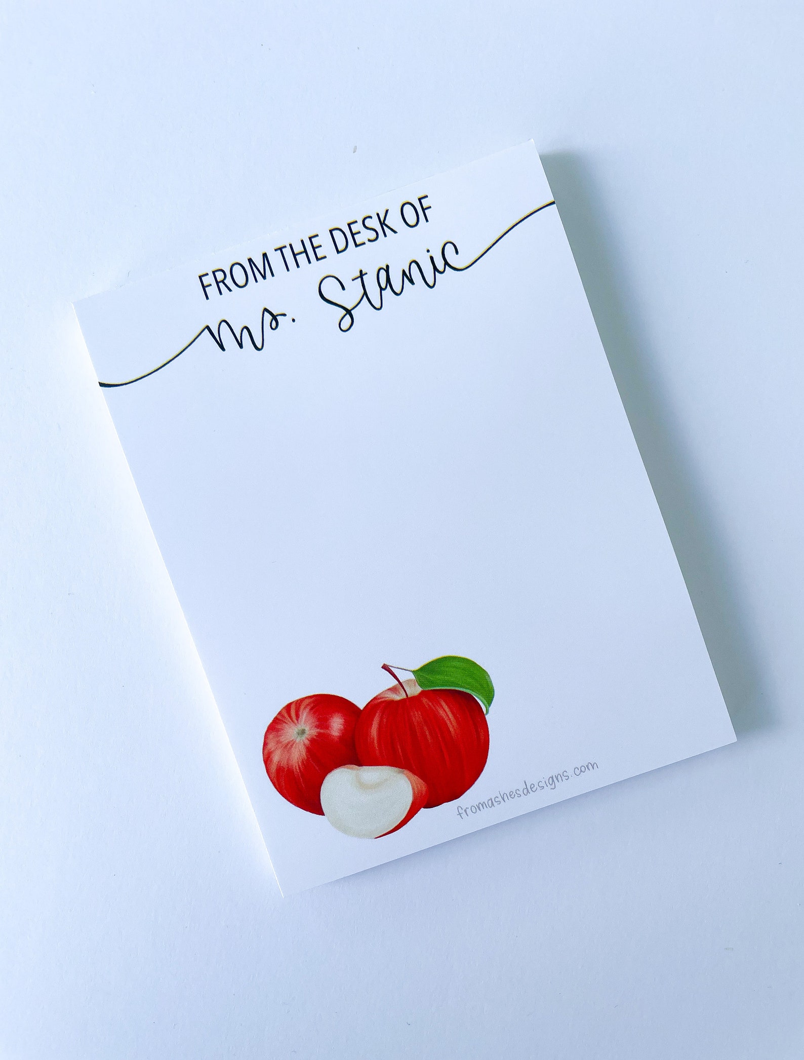Custom Teacher Notepad 50 Pages Apples Thought Pad Etsy