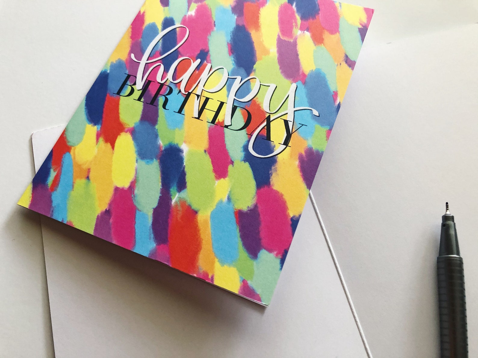 Happy Birthday Confetti Card Single Card With Envelope Etsy