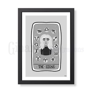 The &#39;Astrid&#39; Print - Digital Monochromatic Art - Inktober 2020 - Digital Print - Original Illustration - Horoscopes - Ginamia Illustrations