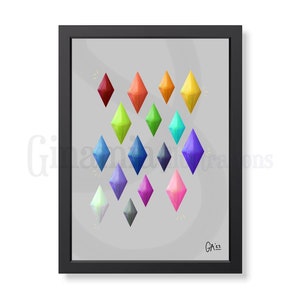 The &#39;Emotions&#39; Print - The Sims 4 Plumbob - Original Digital Illustration - Video Game Nerd PC Computer EA Simmer - Ginamia Illustrations