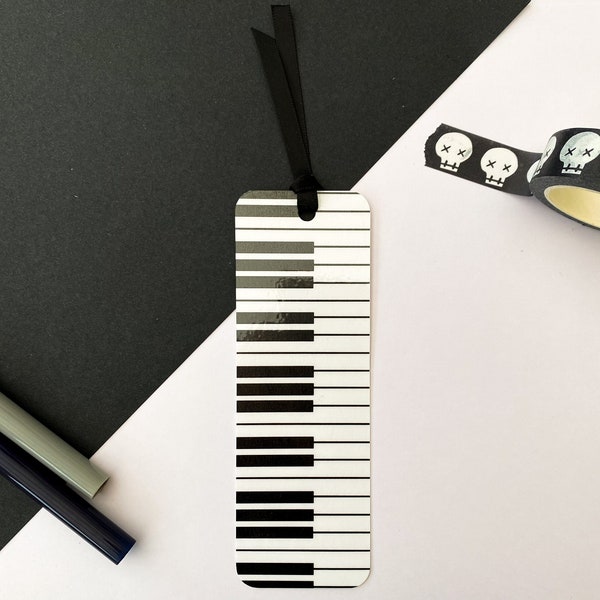 Piano Keys Bookmark - Glossy Laminated Ribbon - Musical Bookworm - Digital Art - Pianist Musician - Illustration - GinamiaIllustrations