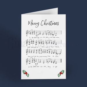 In The Bleak Midwinter - Biglietto di auguri di Natale A6 2021 - Spartiti musicali Chiave di violino Buon Natale - Illustrazioni Ginamia