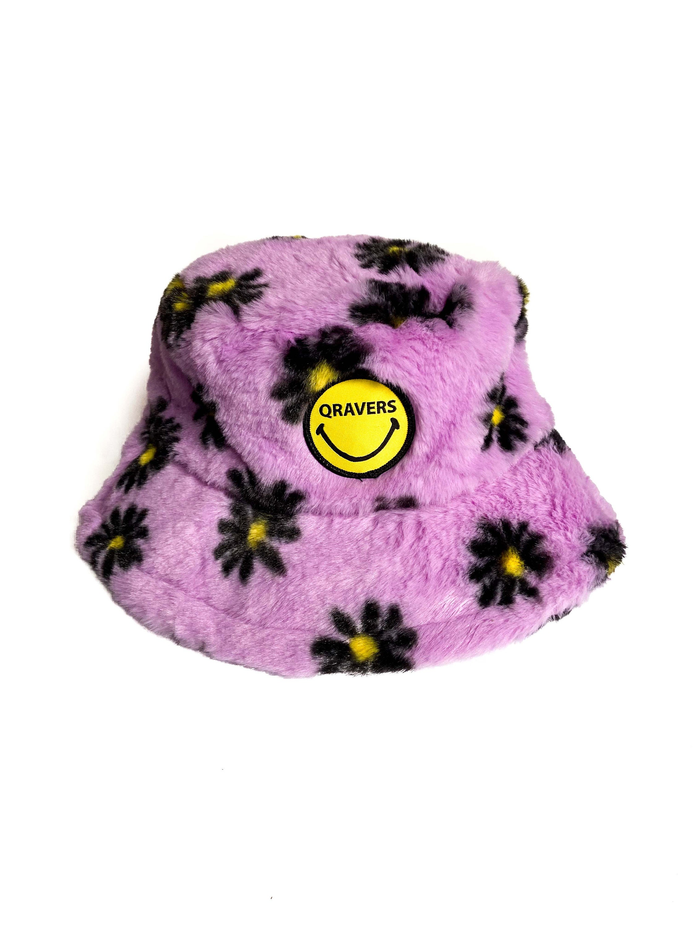 Purple Fluffy Daisy Bucket Hat With 