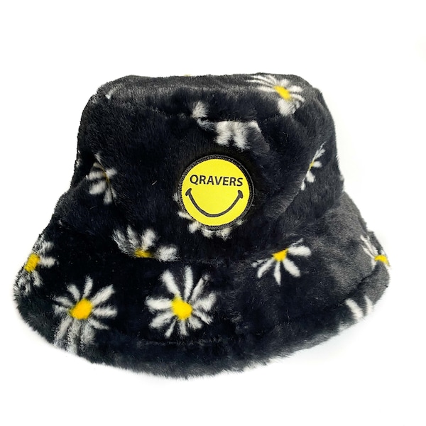 Black Smiley Face Bucket Hat - Etsy