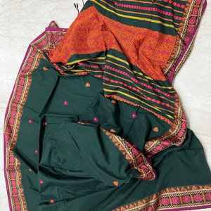 Hand woven pure cotton khadi Begampuri saree woven as Assam style .
