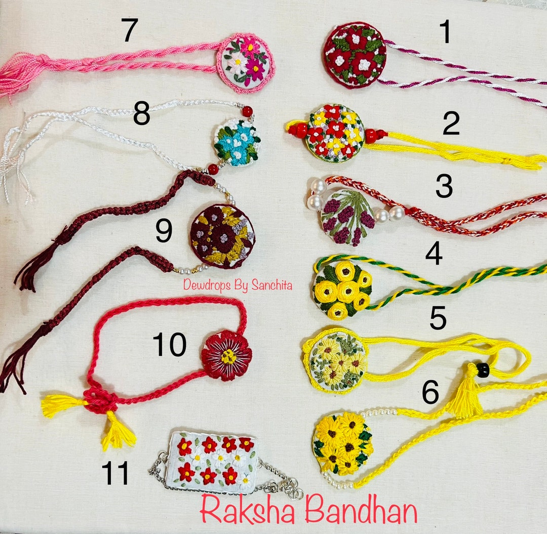 Hand Embroidered Thread Work Rakhi 07