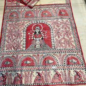 Madhubani Ma Durga saree on pure Gachhi tussar