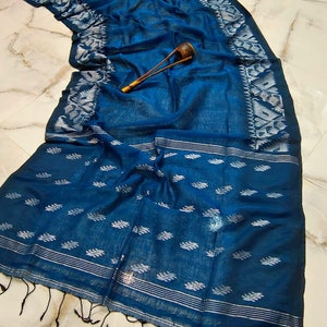 Handloom Linen Jamdani saree