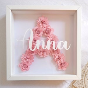 Personalized Flower Initial Letter Frame | Birth gift, birthday, personalized babyshower | Personalized baby room frame