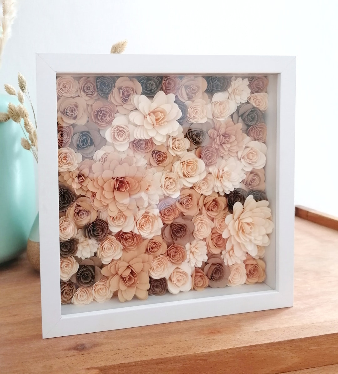Custom Paper Flowers Frame Paper Flower Wall Decor Mother's Day Gift