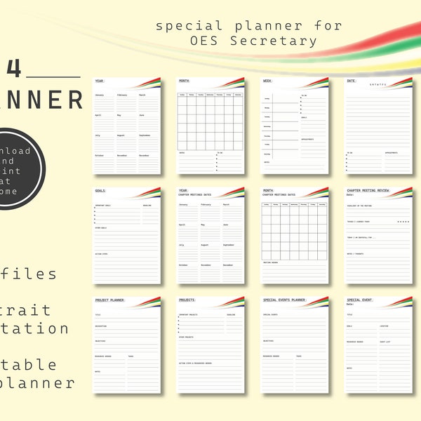 Starlight 2024 Secretary Planner: 2024 Printable Planner inspired by the Order of the Eastern Star; Special planner for OES Secretary