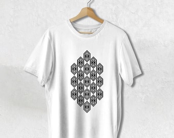 Tradition and Geometry | Traditional Art | Black & White Design | Romanian Motif Shirt | Unisex Tee