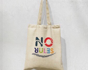"Lustige ""No Rules"" Baumwoll-Einkaufstasche: Geschenk für Bücherliebhaber."