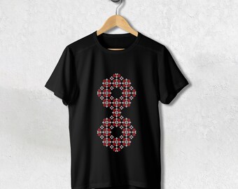 Lucky number 8 - Traditional Romanian folk art inspired T-shirt - Unisex Heavy Cotton Tee