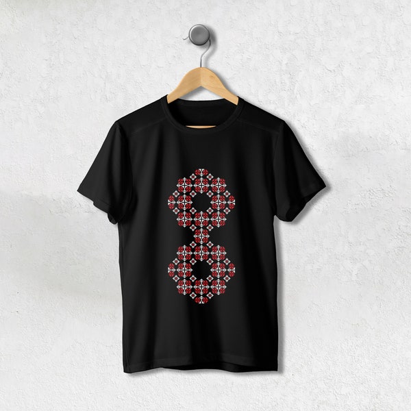 Lucky number 8 - Traditional Romanian folk art inspired T-shirt - Unisex Heavy Cotton Tee