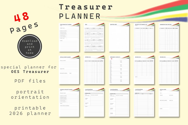 Oes Secretary Forms.pdf Treasurer Planner for Order of the Eastern Star | OES Financial Planner ...
