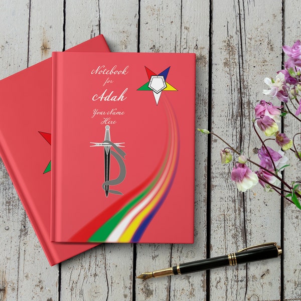 Personalized Notebook for Adah, Order of the Eastern Star, OES inspired design