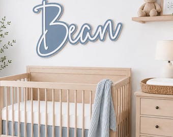 Custom Layered Wood Name Sign, Boho Nursery Decor, Above Crib Wall Art