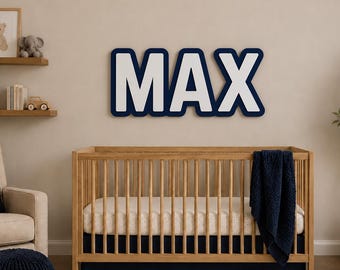 Custom Layered Wood Name Sign, Boho Nursery Decor, Above Crib Wall Art