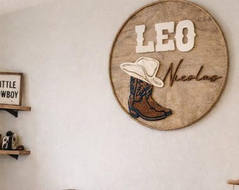Aangepaste naambord cowboy | Rustieke westerse kinderkamerinrichting