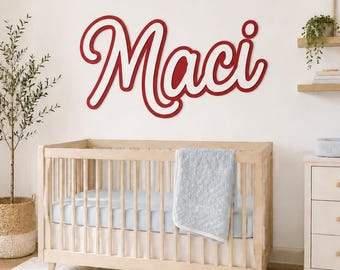 Custom Layered Wood Name Sign, Boho Nursery Wall Art, Above Crib Decor