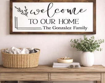 Placa personalizada de boas-vindas | Letras 3D em madeira, estilo casa de campo
