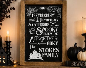Personalized Halloween Family Sign | Haunted House Wood Art, Spooky Decor