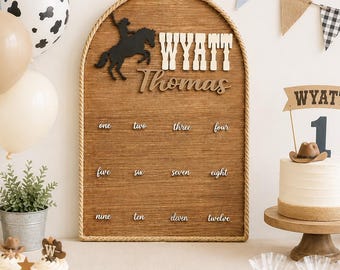 Personalized Western Baby Milestone Board, Cowboy Nursery Decor, First Year Photo Prop