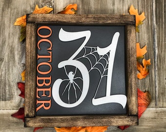 Halloween 3D Wood Sign Halloween Decor Tiered Tray Sign Farmhouse October 31 Sign Coffee bar October 31