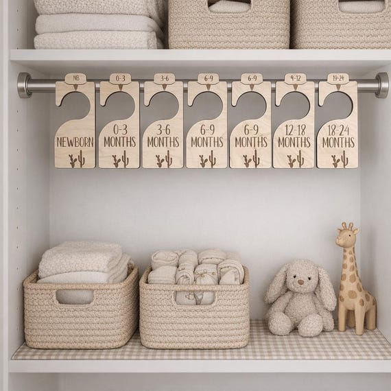 Baby-Schrankteiler aus Holz mit Gravur: Western Kinderzimmer-Organizer