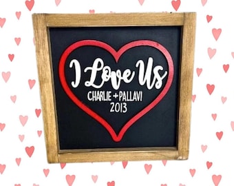 Love sign 3D | I love us names gift |Personalize I love you sign |This is Us name sign | Love sign personalize date | Anniversary heart date