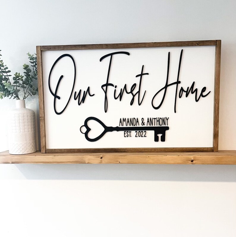 Personalized First Home Sign | Realtor Gift | 3D Wood Lettering - Etsy